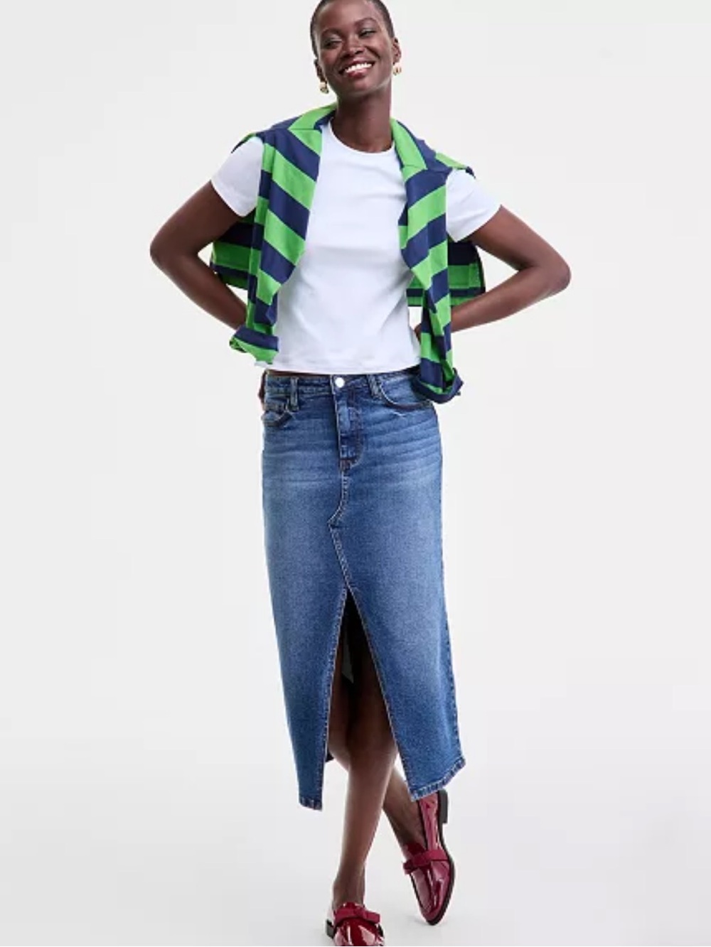 NWT On 34th Denim Midi Skirt